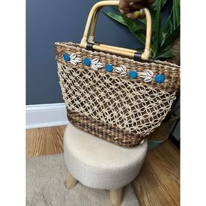 Nine West Woven Handbag with shell decor
